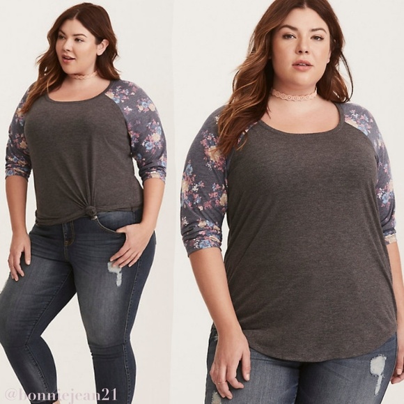 torrid Tops - Torrid floral print raglan tee Size 1